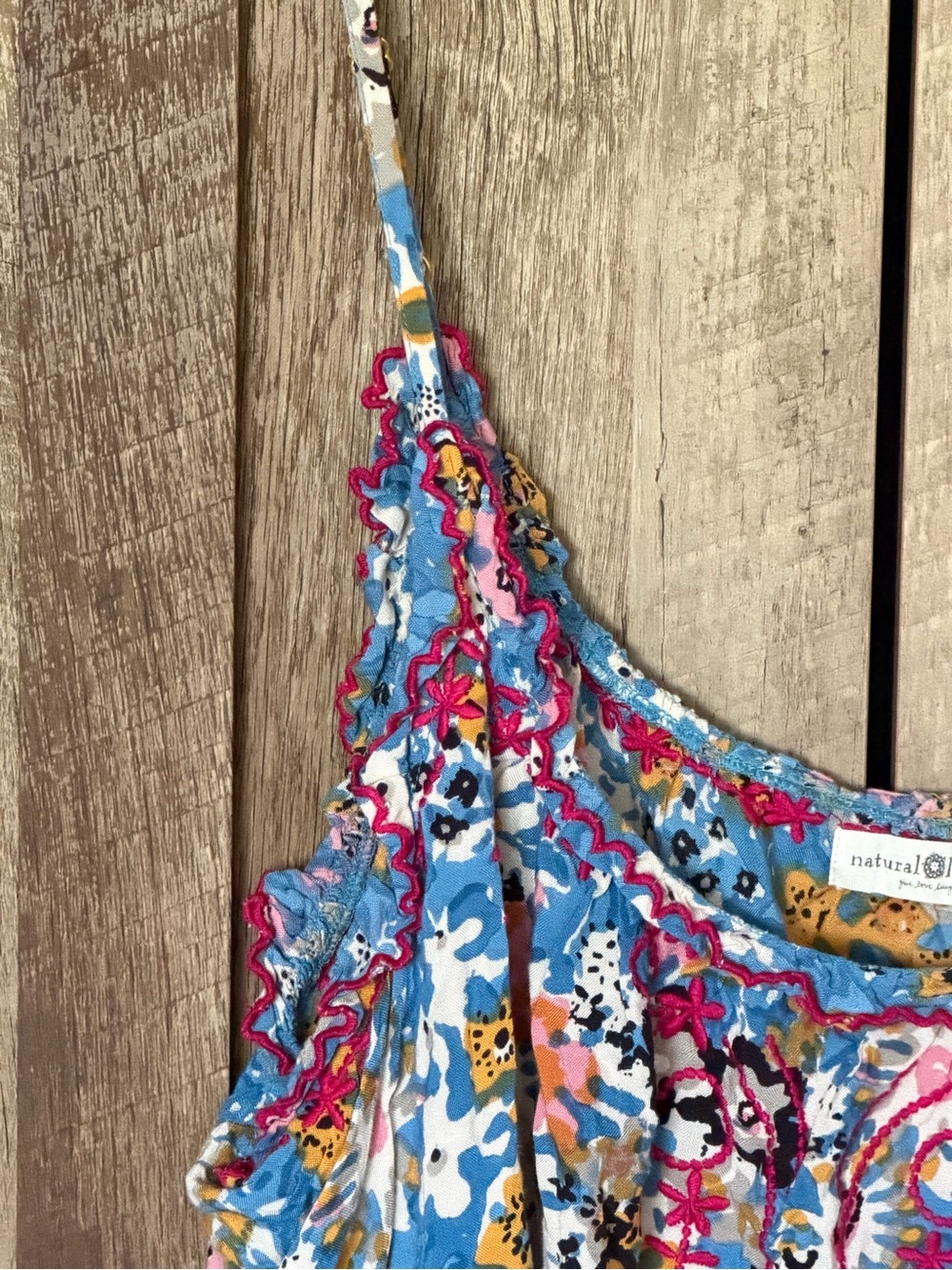 Natural Life Blue Floral Spaghetti Strap Tank Top - Picture 4 of 12
